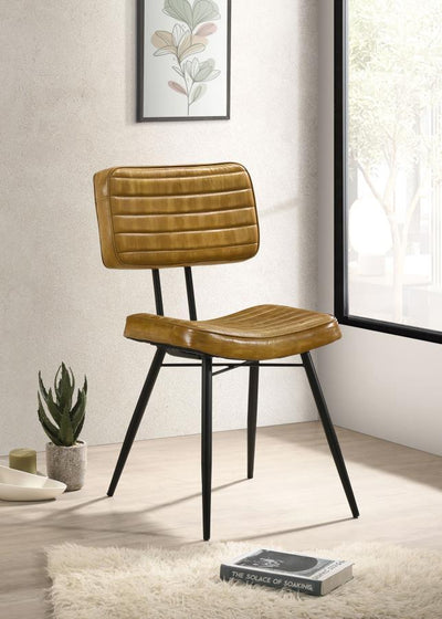 Misty - Leather Upholstered Dining Side Chair (Set of 2) - Camel