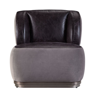 Decapree - Accent Chair - Antique Slate Top Grain Leather & Gray Velvet - Grand Furniture GA