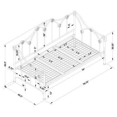 Halladay - Twin Metal Daybed With Floral Frame - White