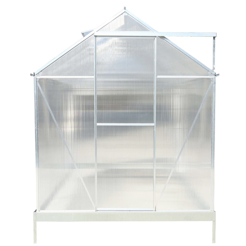 Polycarbonate Greenhouse, Heavy Duty Outdoor Aluminum Walk-In Green House Kit With Rain Gutter, Vent And Door For Backyard Garden