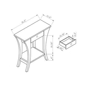 Accent Console, Hallway Table With Small Drawer - Red Cocoa