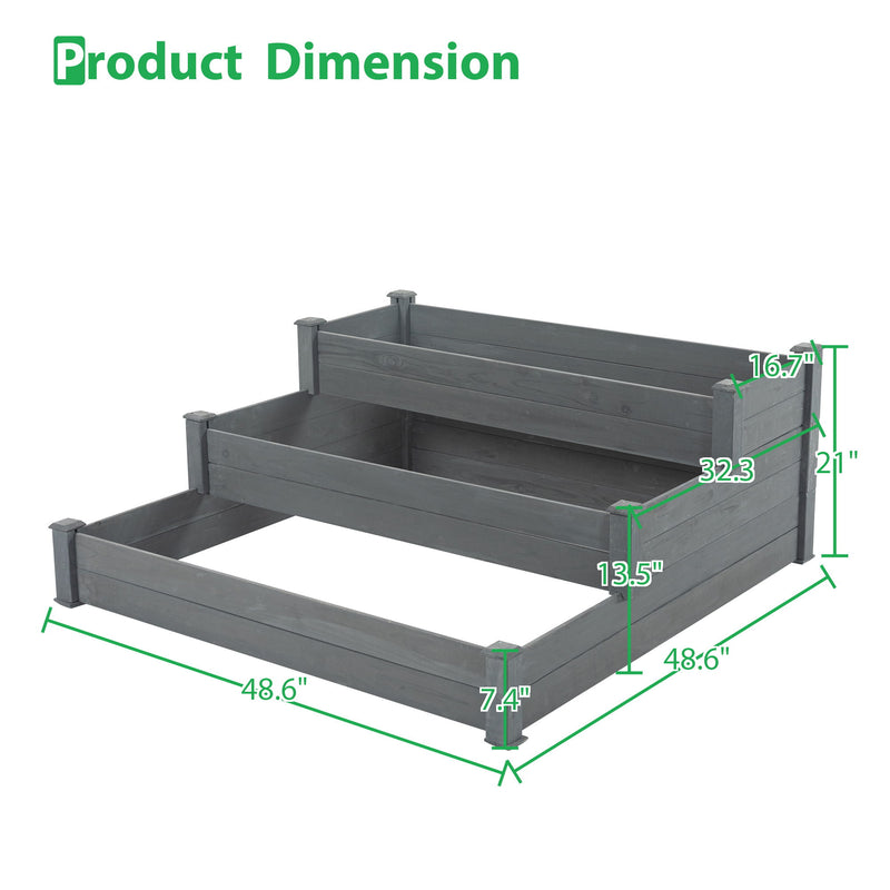 Raised Garden Bed Horticulture Outdoor Elevated Flower Box Tiered Garden Bed Wooden Vegetables