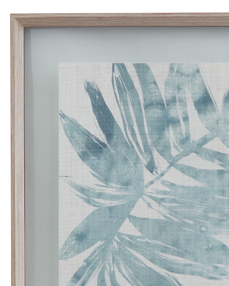 Burlap Ocean Palm - I Framed Print - Light Blue