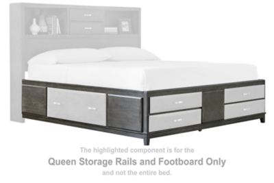 Caitbrook - Gray - Queen Storage Rails and Ftbd