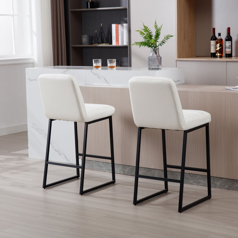 Low Bar Stools (Set of 2) Bar Chairs For Living Room Party Room Kitchen, Upholstered Kitchen Breakfast Bar Stools With Footrest