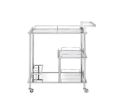 Splinter - Serving Cart - Clear Glass & Chrome Finish - Grand Furniture GA