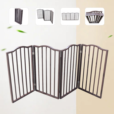 Pet Gate Dog Gate For Doorways, Stairs Or House Freestanding Folding - Dark Brown