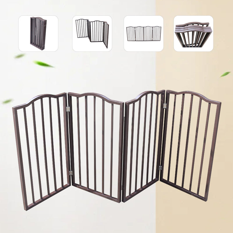 Pet Gate Dog Gate For Doorways, Stairs Or House Freestanding Folding - Dark Brown