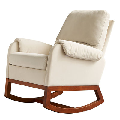 Modern Comfortable Velvet Rocking Chair For Living Room & Reading Room - Beige