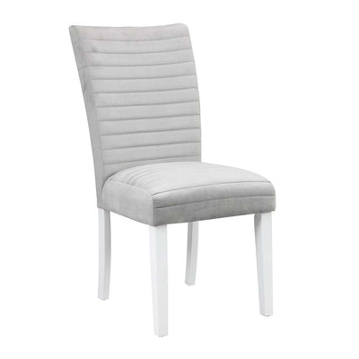 Elizaveta - Side Chair (Set of 2) - Gray Velvet, Faux Crystal Diamonds &White High Gloss Finish - Grand Furniture GA