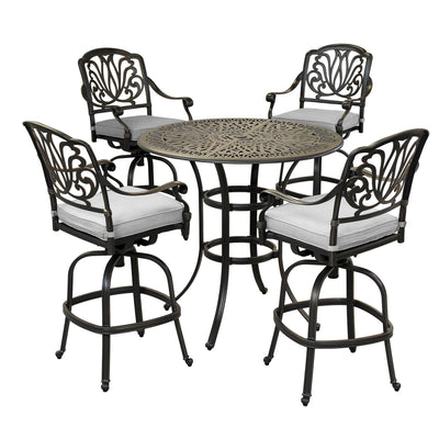 Round 41.97" Long Bar Height Dining Set With Cushions