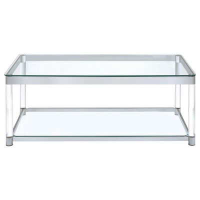 Anne - Rectangular Glass Top Acrylic Leg Coffee Table - Chrome