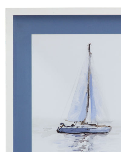 Mirrored Sailboat - I Framed Print - Blue