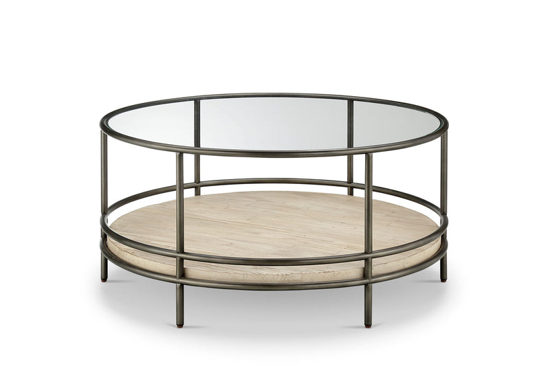 Cena - Round Cocktail Table - Natural And Vintage Nickel