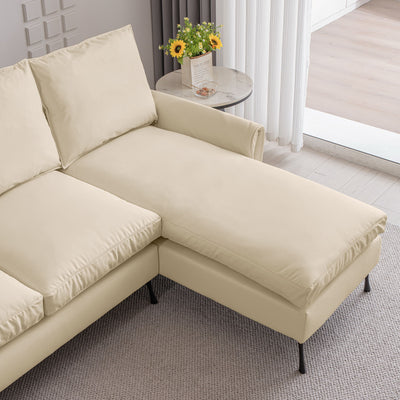 Modern Sectional Technical Leather L-Shaped Sofa Couch With Reversible Chaise Lounge