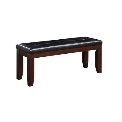 Urbana - Bench - Black Synthetic Leather & Cherry Finish