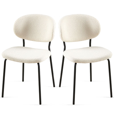 Boucle Dining Chairs, Dining Chairs With Metal Legs For Dining Room, Kitchen, Living Room