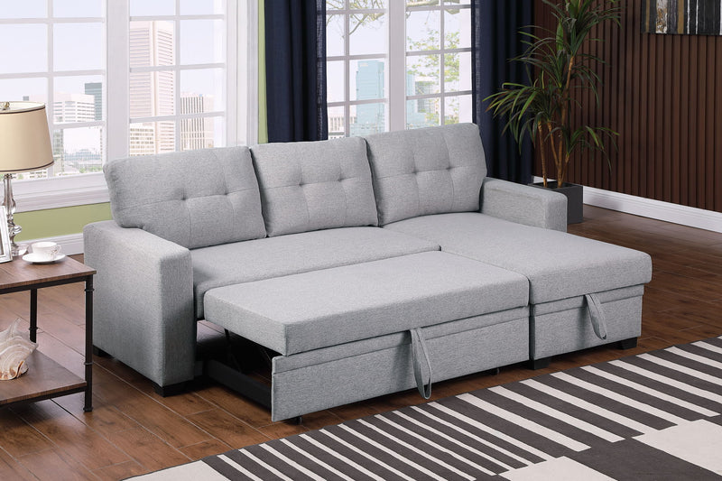 Upholstered Pull Out Sectional Sofa With Chaise