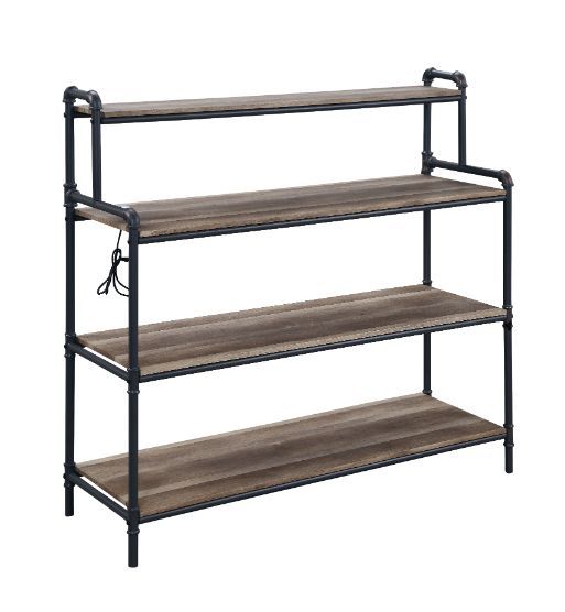 Cordelia - Bookshelf - Led, Antique Oak, Sandy Black & Dark Bronze Hand-Brushed Finish - Grand Furniture GA