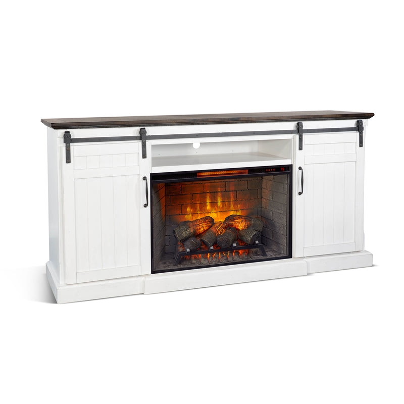 Carriage House - TV Console With Fireplace Option - White