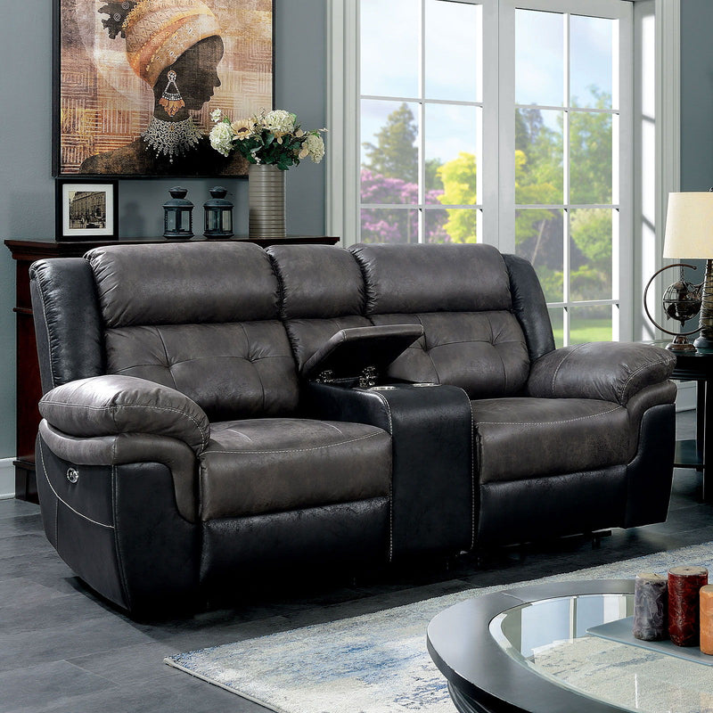 Brookdale - Power Motion Loveseat - Gray / Black - Grand Furniture GA