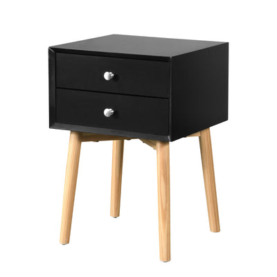 Bedside Table With 2 Drawers Mid-Century Modern Storage Cabinet For Bedroom