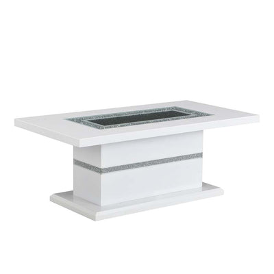 Elizaveta - Coffee Table - Faux Crystal Diamonds & White High Gloss Finish - Grand Furniture GA