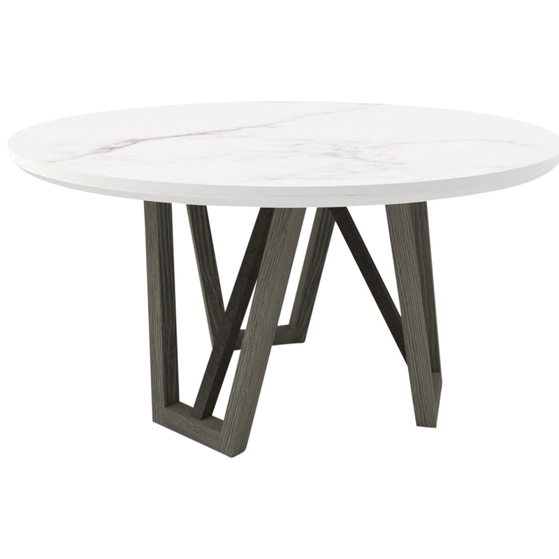 Pure Modern Dining - Round Table with Wood Base (54") - Moonstone