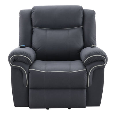 Domana - Power Recliner With Lift & Heating & Massage - Dark Blue Fabric