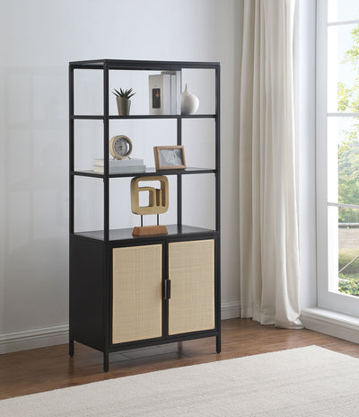 Amherst - 3-Shelf Radio Weave Cane Metal Accent Cabinet