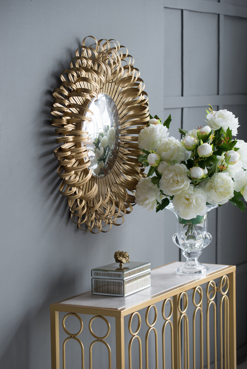 Sunburst Design Wall Mirror Decorative For Entryway, Modern Living Room - Golden