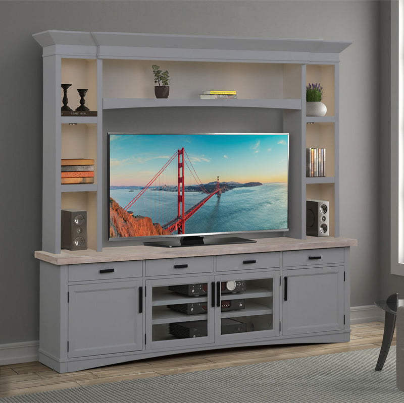 Americana Modern - TV Console with Hutch and LED Lights