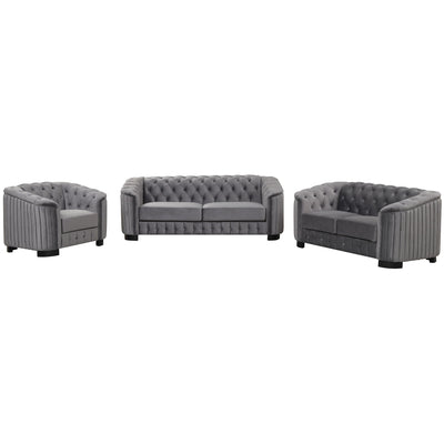 3 Piece Sofa Sets Modern With Rubber Wood Legs, Velvet Upholstered Couches Sets Including Three Seat Sofa, Loveseat And Single Chair For Living Room Furniture Set