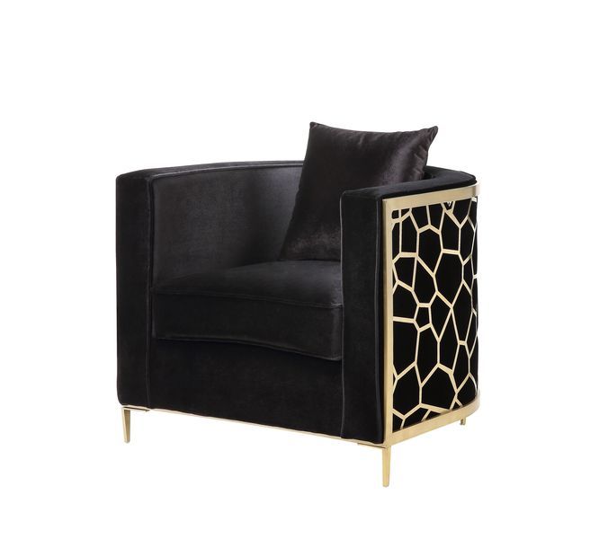 Fergal - Chair - Black Velvet & Gold Finish - Grand Furniture GA