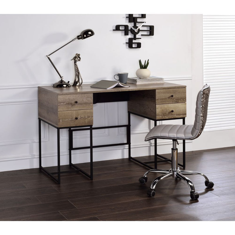 Desirre - Desk - Rustic Oak & Black - Grand Furniture GA