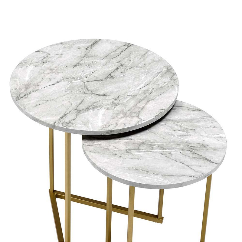 Garo - Accent Table - Faux Marble & Gold Finish - 24" - Grand Furniture GA