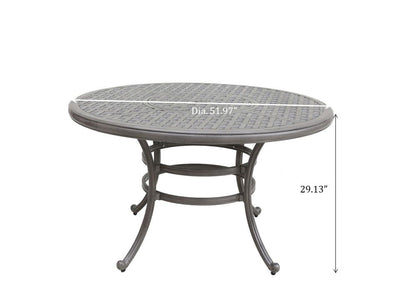 All-Weather And Durable 52" Round Cast Aluminum Round Dining Table With Umbrella Hole - Gray