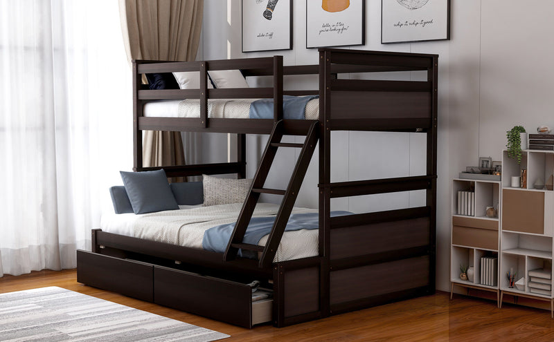 Twin Over Full Bunk Bed With Storage - Espresso