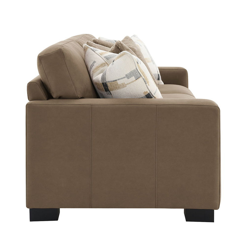 Darya - Sofa With 4 Pillows - Brown Suede Fabric