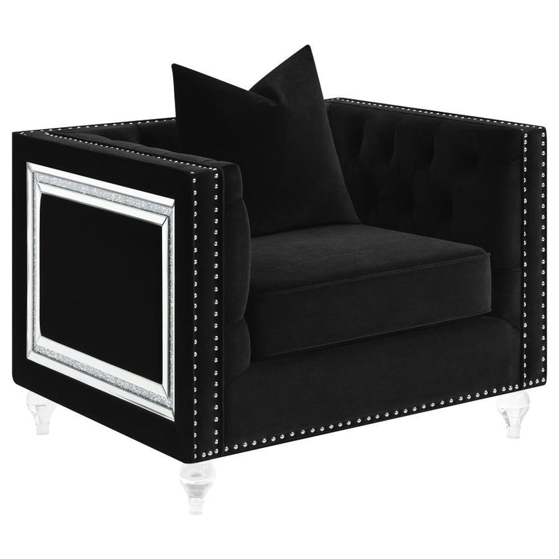 Delilah - Upholstered Tufted Tuxedo Arm Accent Chair - Black