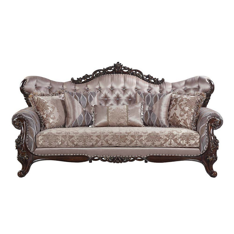 Benbek - Sofa - Fabric & Antique Oak Finish - Grand Furniture GA