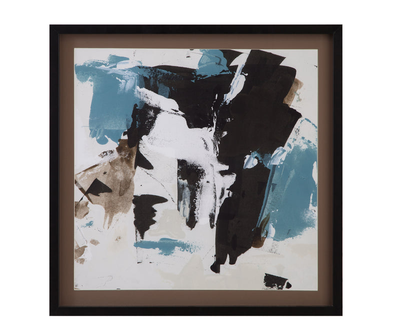 Scraped Teal - II Framed Print - Black / Blue