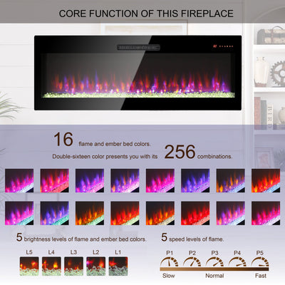 Electric Fireplace, Recessed And Wall Mounted Fireplace