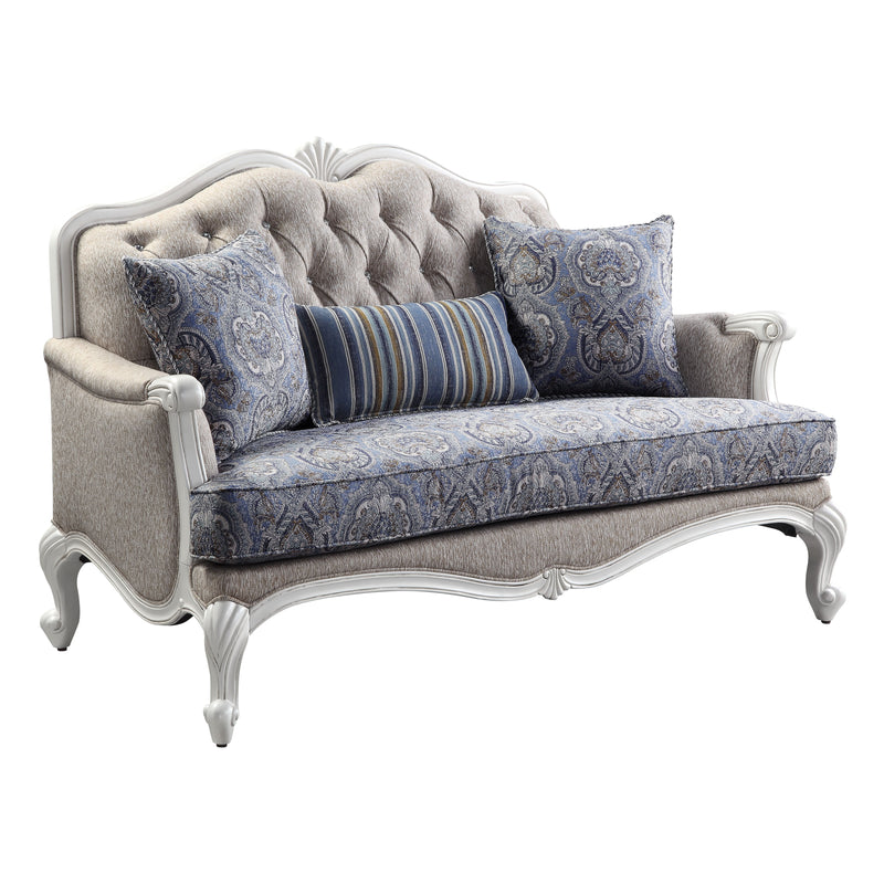 Ciddrenar - Loveseat - Fabric & White Finish - Grand Furniture GA