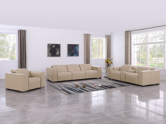 1208 - Modular Leather Set With 5 Power Recliners & Power Headrests