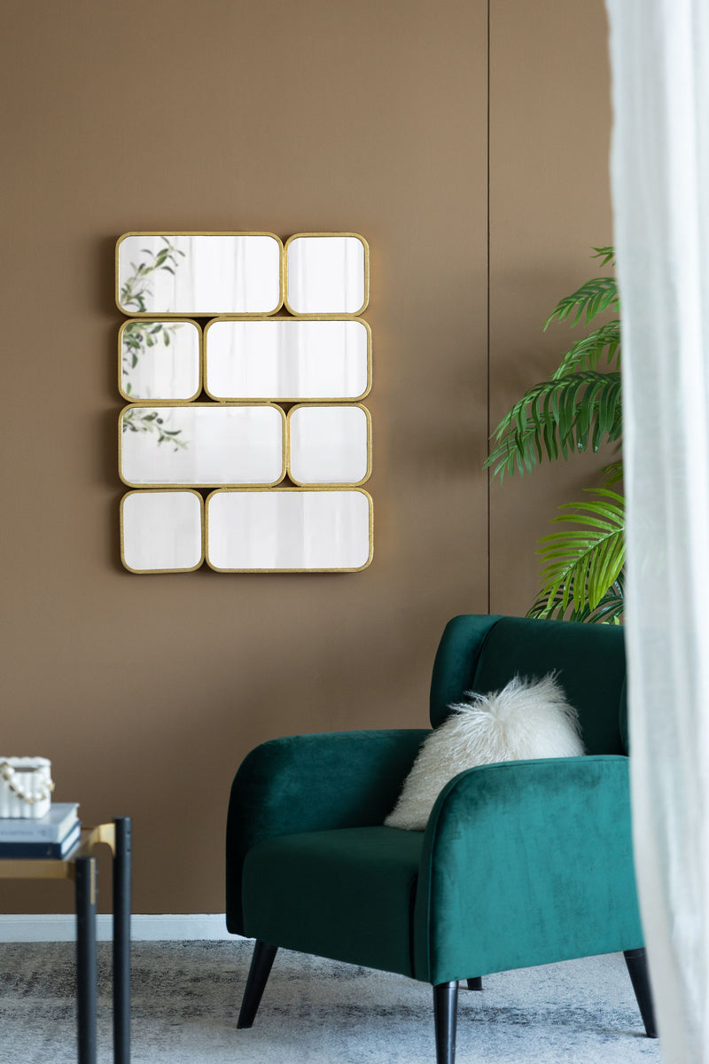 Mirror With Metal Framed Decorative Rectangle Mirror For Bedroom, Dressing Room, Hallway Or Living Space - Gold