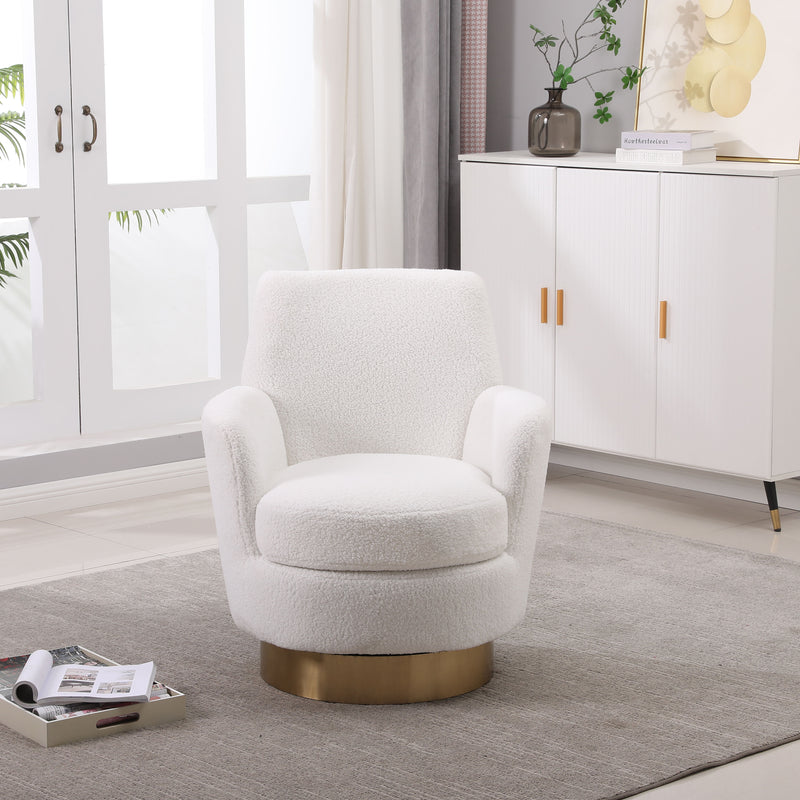 Swivel Barrel Chair, Swivel Accent Chairs Armchair For Living Room, Reading Chairs For Bedroom Comfy, Round Barrel Chairs With Gold Stainless Steel Base