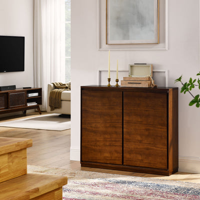 Sideboard, Buffet Cabinet With 2 Outlet Holes, Storage Cabinet For Entryway, Hallway, Living Room, Kitchen, Dining Room, Bedroom - Walnut