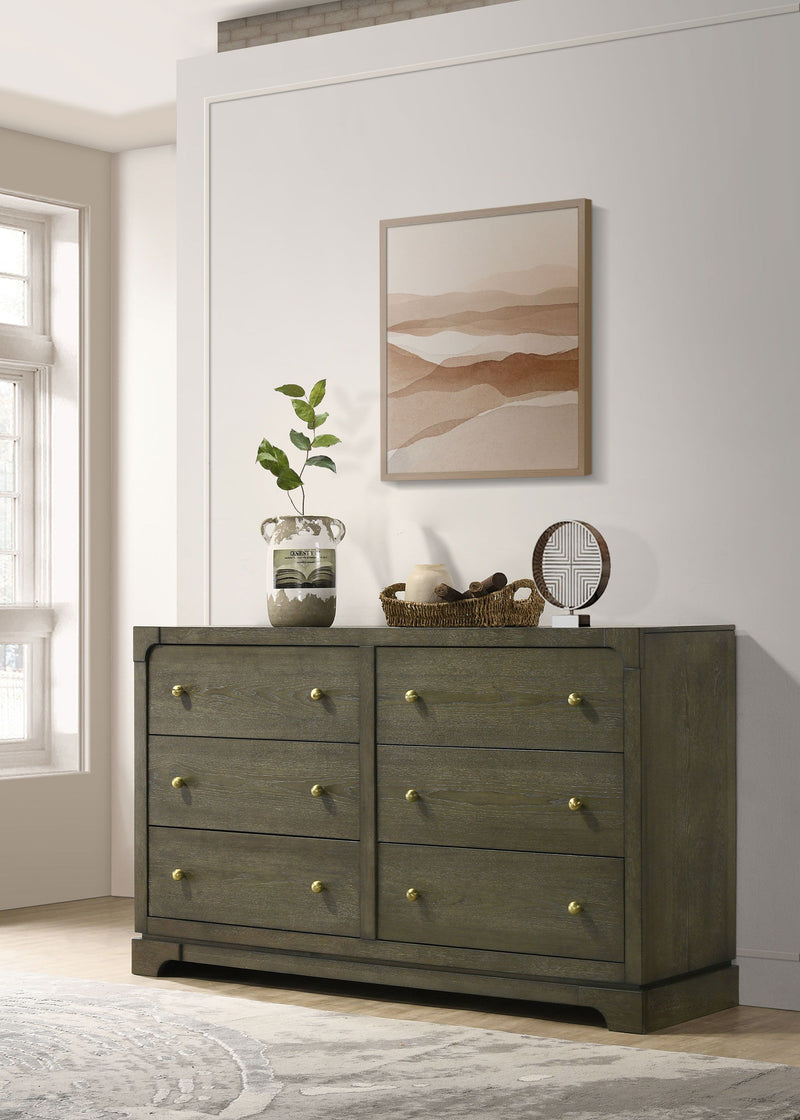 Gran Park - 6-Drawer Dresser Cabinet - Dark Cocoa