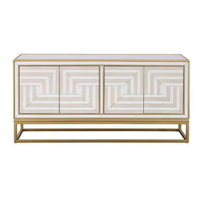 Fostoria - Four Door Credenza - Gold / Mirror